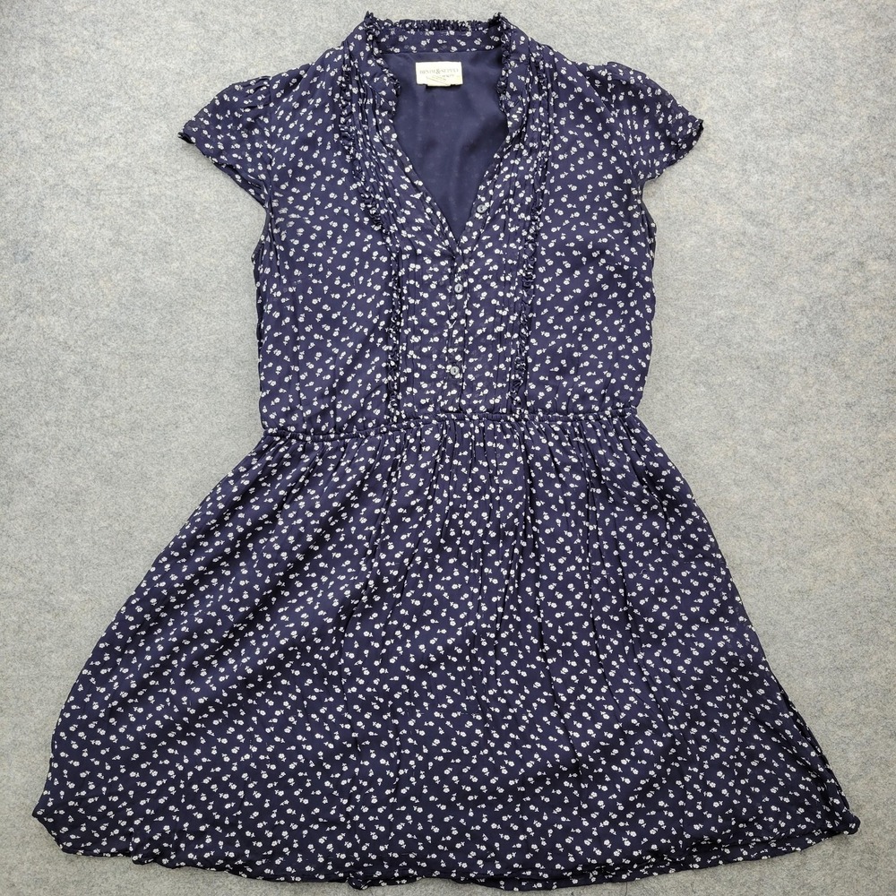 Denim & Supply Ralph Lauren Dress Womens Medium Blue Floral Ruffle Shirt Short